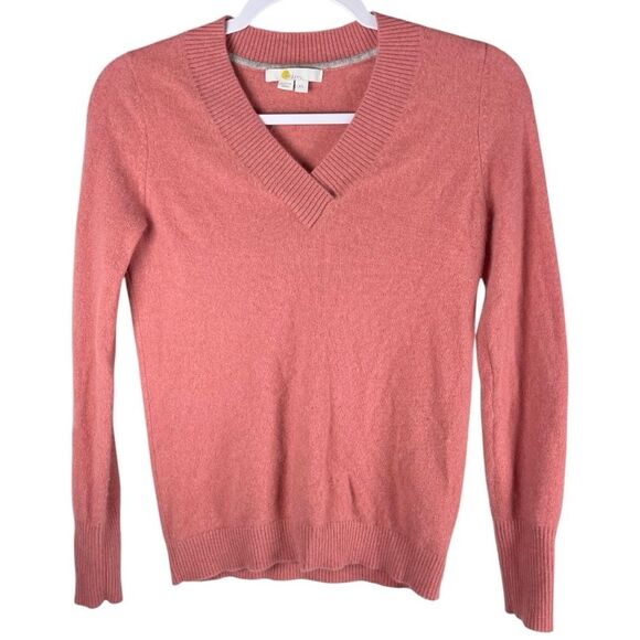 Boden 100% Cashmere coral pink V-neck sweater Women's size XS - Picture 1 of 6